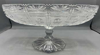 Oval Cut Crystal Pedestal Candy Bowl