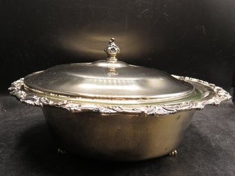 Ascot Sheffield Design Reproduction By Community Silver Plated Covered Bowl With Glasbake Glass Bowl Inside