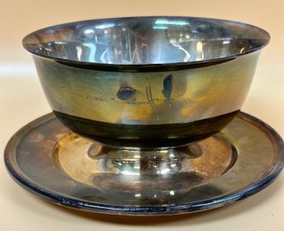 Gorham EP Silver Plate Bowl With Attached  Drip Plate