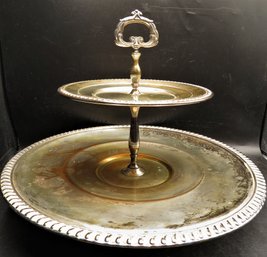 Silver On Copper 2-tier Dessert Tray