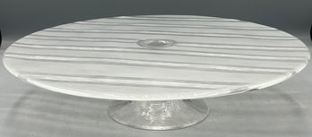 Etched Glass Pedestal Cake Plate