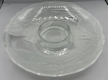 Frosted Glass Chips And Dip Serving Tray