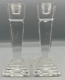 Lenox Fine Crystal Taper Candle Stick Holders - 2 Piece Lot