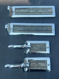 Chrome & Wood Motorcycle Pedals - 4 Pieces