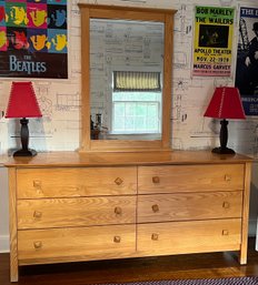 Solid Wood Dresser With Attached Mirror