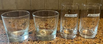 Remy Martini Whiskey Glasses & Air Tahiti Nu Glasses - 4 Piece Lot