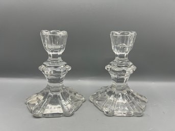 Glass Candlestick Holders - 2 Pieces