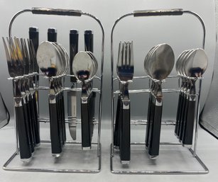 Stainless Cutlery Set With Storage Caddy - 28 Piece Lot