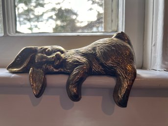 Solid Brass Sleeping Bunny Shelf Sitter Figurine