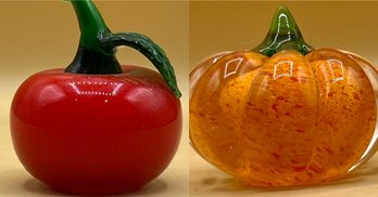 Art Glass Pumpkin And Apple