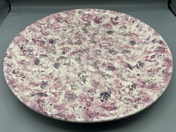 Large Round Ceramic Gray And Purple Speckled Serving Tray