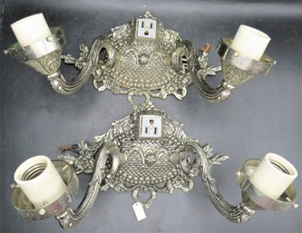 Two-arm Electric Wired Wall Sconces, Made In Spain - Set Of 2