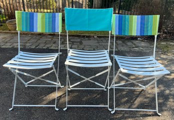 Metal Folding Patio Chairs & Table - 5 Pieces