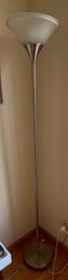 Torchiere Brushed Silver Metal Floor Lamp Frosted Glass Shade