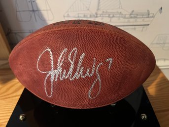 J. Elway Signed Football W Certificate & Case