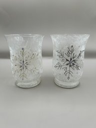 Gerson International Frosted Snowflake Candle Holders