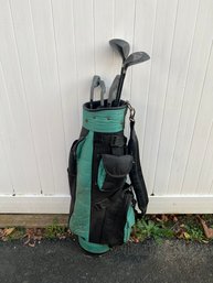 Gold Eagle Golf Bag With Northwestern & Spaulding Clubs