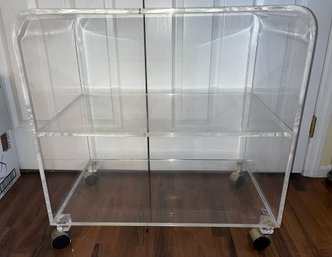 Lucite Rolling  2 Tier Cart