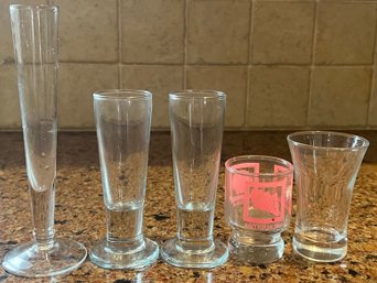 Assorted Tall Shot Glasses - 5 Piece Lot