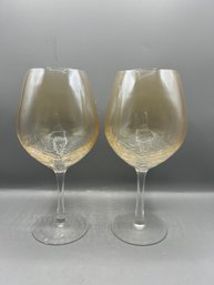 Crystal Crackle Wine Glasses - 2 Pieces