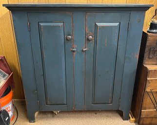 Rustic Blue Hand Painted Rustic Two Door Cabinet