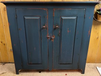 Rustic Blue Hand Painted Two Door Cabinet