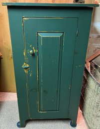 Rustic Green Hand Painted Single Door Cabinet