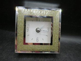 Concepts In Time Table Clock Gold Glitter With Mirror Borders - Battery Operated