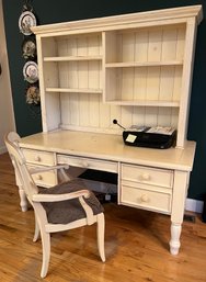Farmhouse Wooden Desk With Removable Hutch & Chair - 3 Pieces Total