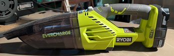 RYOBI 18V Lithium-Ion Cordless EVERCHARGE Hand Vacuum Kit With Compact Battery & Charger