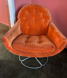 Mid Century Modern Orange Swivel Chair Made In Sweden