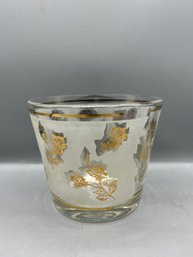 Libbey Gold Rose Frosted Glass Ice Bucket