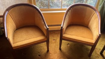 Lewittes & Sons Orange Fabric Armchairs, 2 Pieces