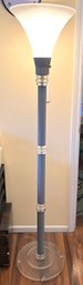 Lucite And Metal Floor Lamp With Glass Shade