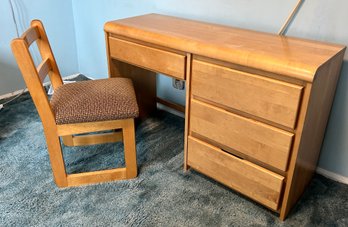 4 Drawer Wood Desk With Chair