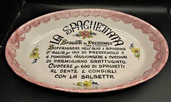 La Spaghettata Oval Serving Bowl With Recipe Written Out