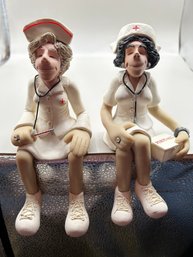 Diana Manning Limited Edition Family Of Friends Nurse Shelf Sitters, 2 Piece Lot