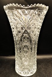 Cut Glass Vase With Saw Tooth Opening