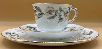 Crown Staffordshire English Bone China Tea Cups, Saucers, And Bread Plates - 19 Piece Lot