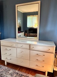 White Wood 9 Drawer Dresser With Mirror
