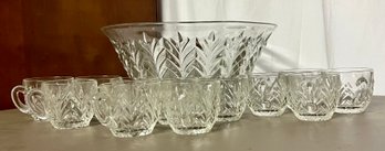 Jeanette Glass Feather Punch Set - 13 Piece Lot