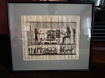 Hand Painted Egyptian Art On Papyrus Painting Signed