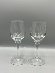 Crystal Etched Stem Cordial Glasses - 2 Pieces