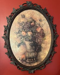 Still-life Old World Fruits Print In Oval Frame