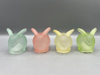 Glass Colored Candle Holder Bunnies - 4 Pieces