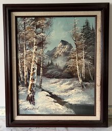 Artist Signed Winter Scene Landscape Painting