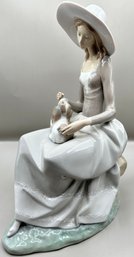 Lladro Girl With Dog Large Porcelain Figurine N-3