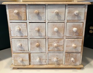 Country Styled 16 Drawer Apothecary Tabletop Cabinet