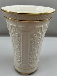 Lenox Gold Trim Paneled Design Footed Porcelain Vase