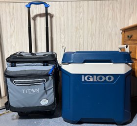 Titan Deep Freeze Rolling Cooler & Igloo Latitude 30 Roller Cooler - 2 Pieces